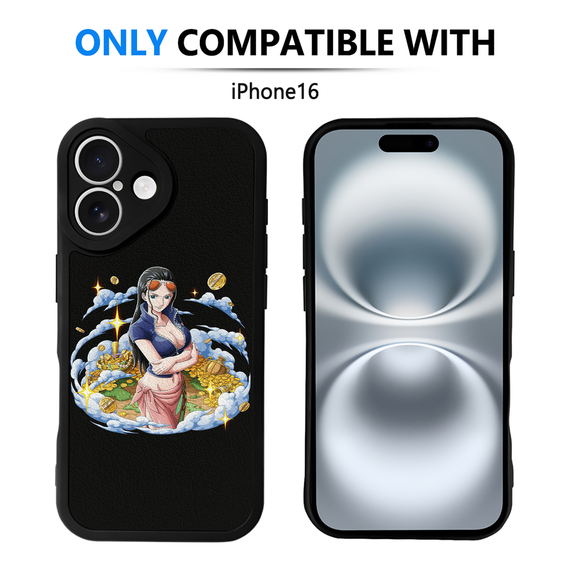 （画像用） ワンピース ニコ・ロビン ONE PIECE Nico Robin 【iPhone 16シリーズ対応】シリコンスマホケース（レザー調） 材質：シリコン